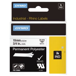 Dymo 18484 Dymo Rhino Band Poly bk/wh 19mmx5,5m