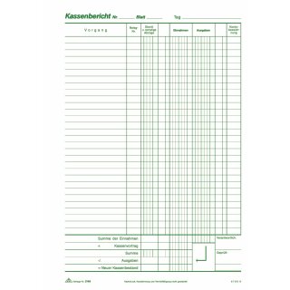Kassenbericht - Block, 100 Blatt, DIN A4