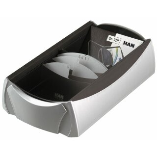 HAN Visitenkartenbox VIP-SET, silber/schwarz