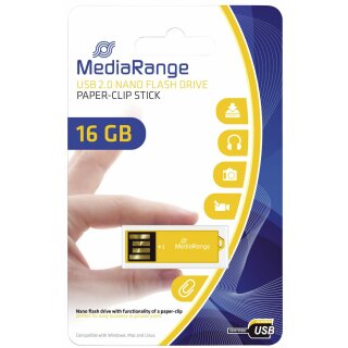 USB Nano-Speicherstick CLIP-ON - gelb, 16GB