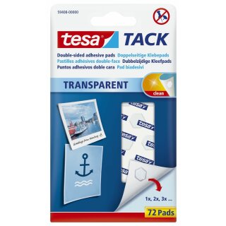 Tesa® 59408-00000-00 Klebestrips Tack 72 Pads ablösbar transparent(T)