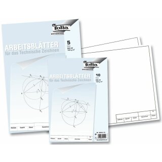 Folia 8204/10 Arbeitsblätter für technisches Zeichnen 120g/qm, weiß, DIN A4, 10 Blatt